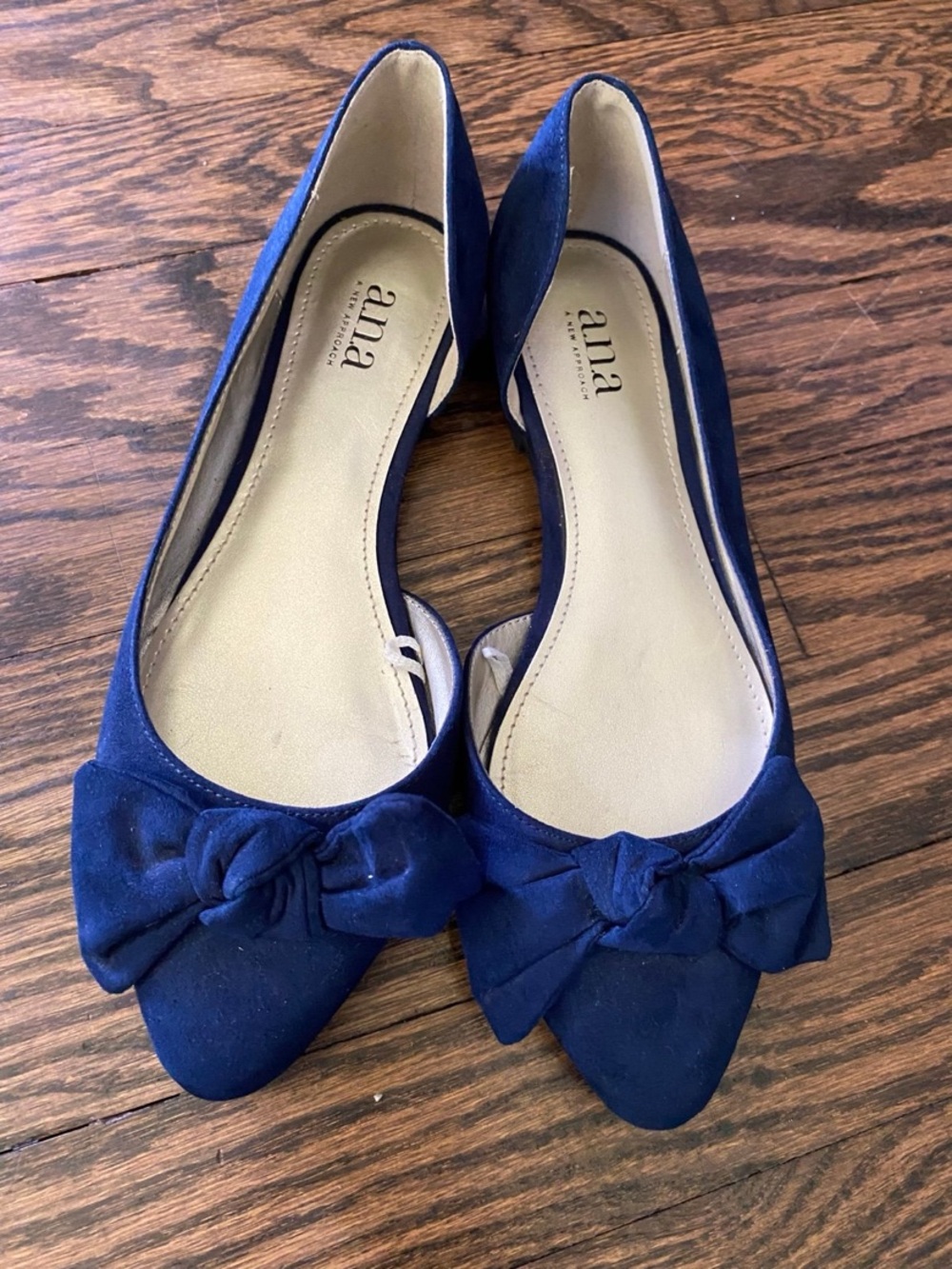 a.n.a Navy Pointed-Toe Bow Flats